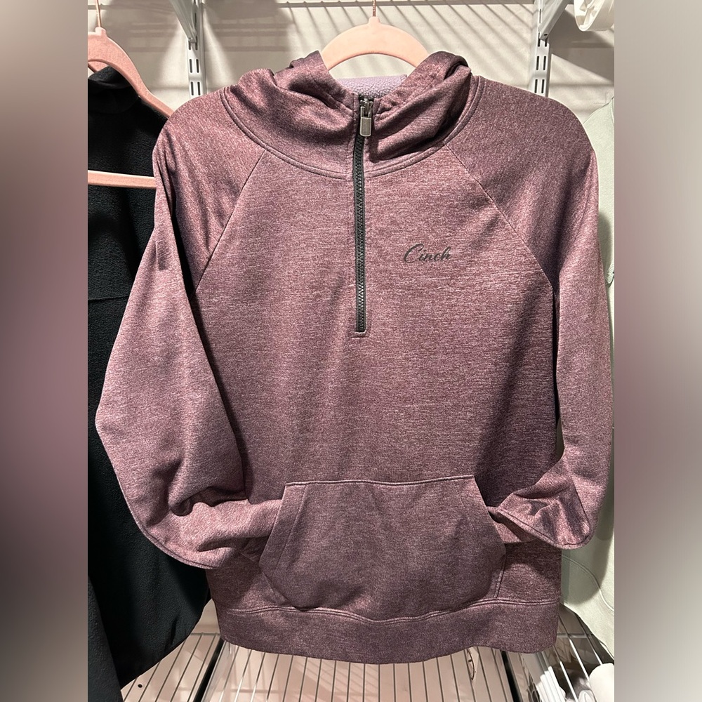 Cinch Ladies Logo Fleece Quarter Zip Pullover Hoodie
